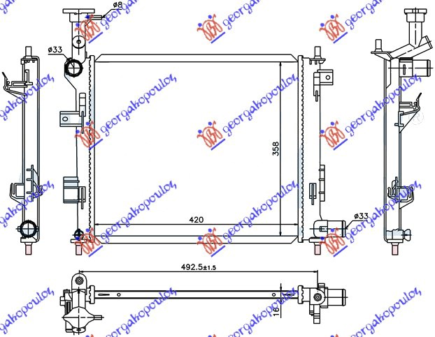HLADNJAK MOTORA BENZIN (MAN) (42x37) (VALEO) KIA PICANTO 2011-2015 (TA)