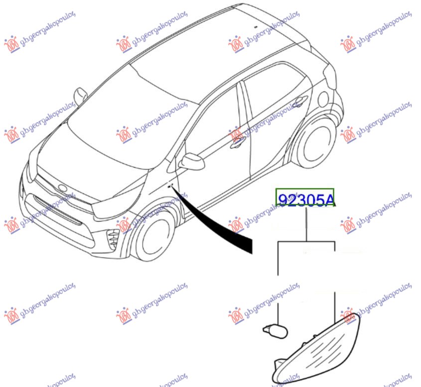 MIGAVAC U KRILU (ORIGINALNI) KIA PICANTO 2017-2024 (JA)