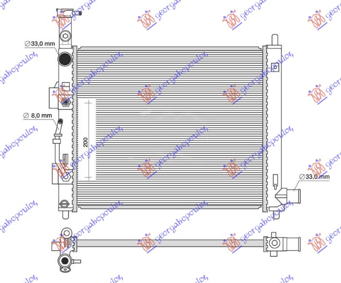 HLADNJAK MOTORA 1.0/1.2 BENZIN (MAN/AUTO) (410x410) (KOYO) HYUNDAI i10 I 2010-2013 (PA)