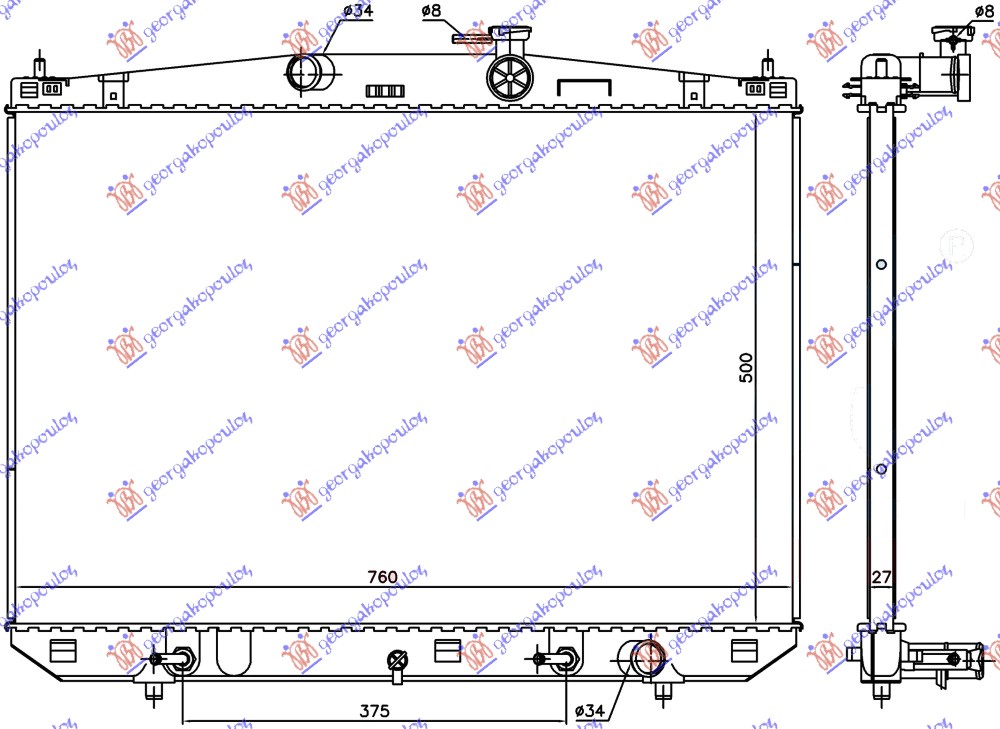 HLADNJAK MOTORA 3.6 350-450H BENZIN/HIBRID (500x760x27) LEXUS RX 2015-2020 (L2)