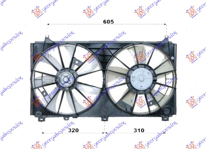 VENTILATOR (DUPLI) KOMPLET (2.5 BENZIN) (350/350mm) (2+2 PIN) LEXUS IS II 2005-2013 (E2)