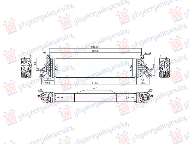 HLADNJAK INTERKULERA 2.5 (615x127x62) MAZDA 6 2018- (GJ/GL)