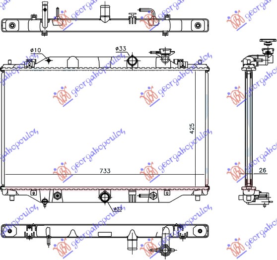 HLADNJAK MOTORA 2.2 DIZEL (MAN/AUTO) (72.8x42.5x27) (KOYO) MAZDA CX5 2011-2017 (KE/GH/KF)