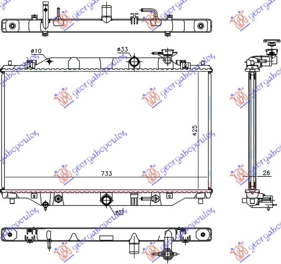 HLADNJAK MOTORA 2.2 DIZEL (MAN/AUTO) (728x425x27) (VALEO) MAZDA CX5 2011-2017 (KE/GH/KF)