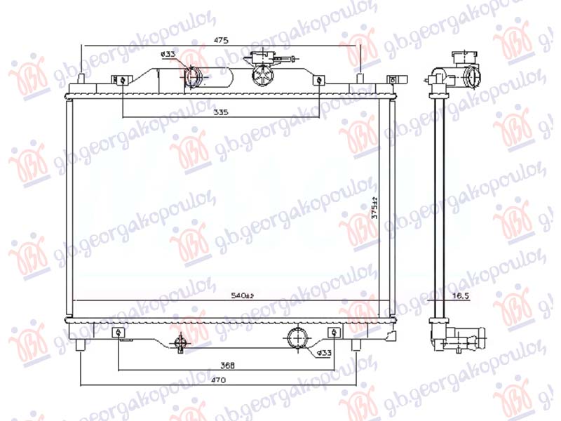 HLADNJAK MOTORA 1.5i BENZIN (375x540x16) MAZDA 2 2014-2020 (DL/DJ)
