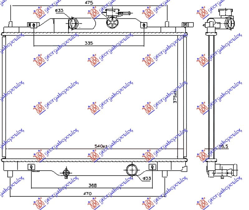 HLADNJAK MOTORA 1.5i BENZIN (375x540x16) (NRF) MAZDA 2 2014-2020 (DL/DJ)