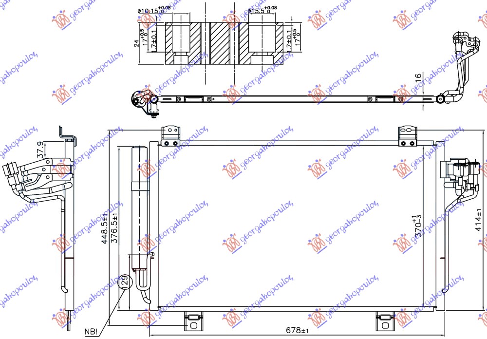 HLADNJAK KLIME 1.5 D DIZEL (678x370x16) (NISSENS) MAZDA 2 2014-2020 (DL/DJ)