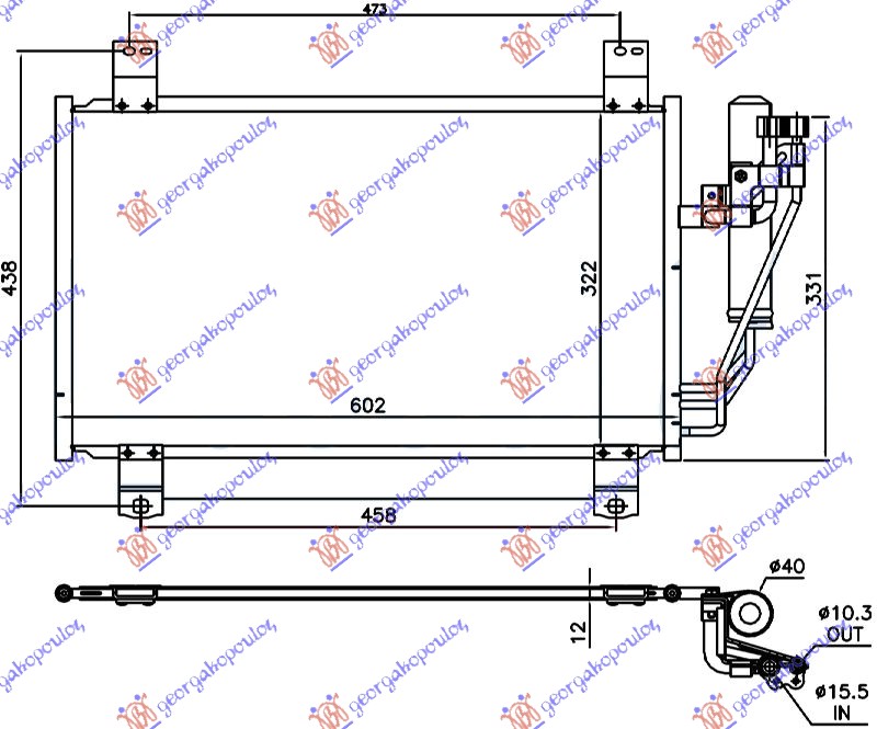 HLADNJAK KLIME 2.0i BENZIN (568x326x12) MAZDA 2 2014-2020 (DL/DJ)