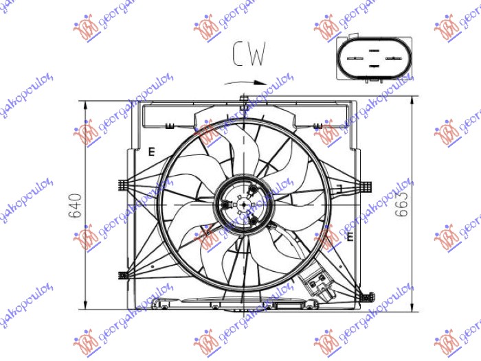 VENTILATOR KOMPLET (2.2 DIZEL) (500mm) (4 PIN) MERCEDES VITO 2015- (W447)