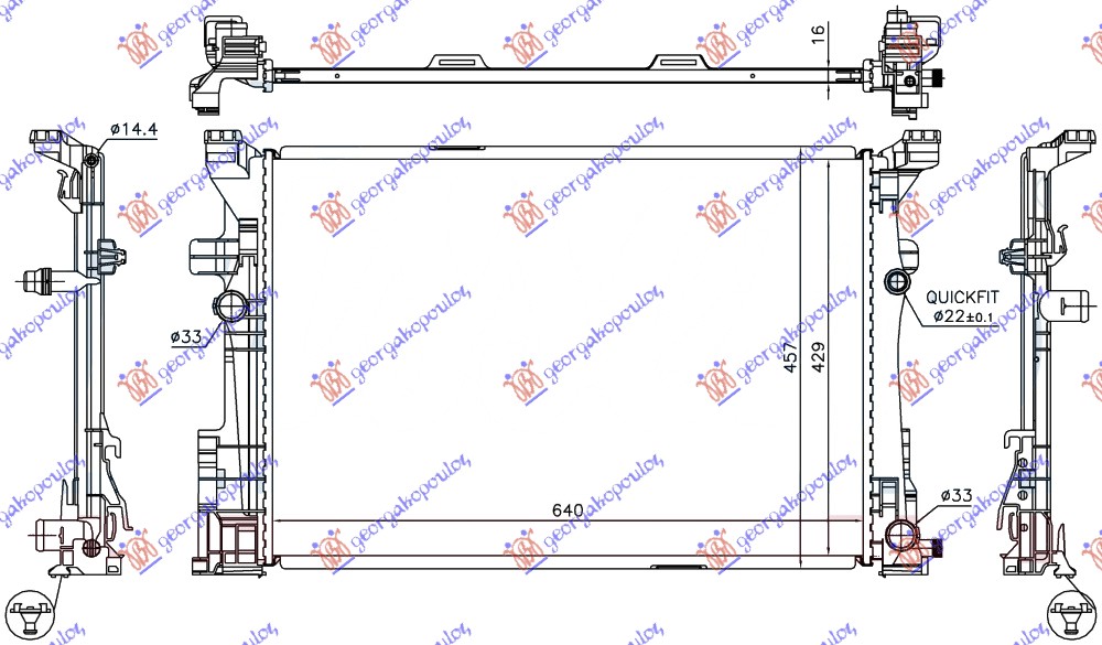 HLADNJAK MOTORA BENZIN/DIZEL (MAN) (640x430x16) (NRF) MERCEDES B CLASS 2011-2014 (W246)