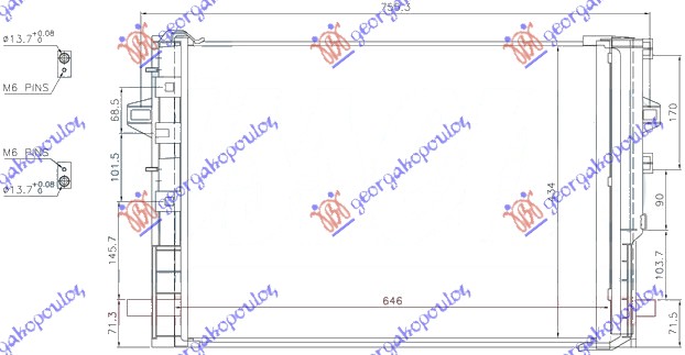 HLADNJAK KLIME BENZIN/DIZEL MERCEDES B CLASS 2011-2014 (610x458) (MARELLI) (W246)