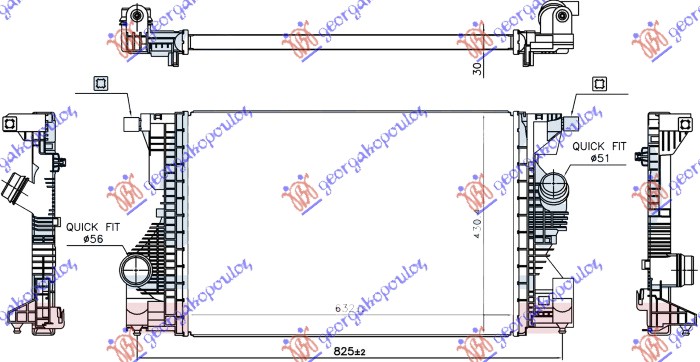 HLADNJAK INTERKULERA SVI MODELI BENZIN (630x430x30) MERCEDES GLB 2019- (X247)