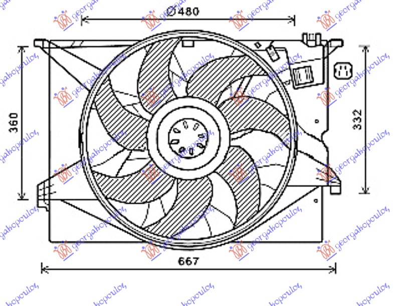 VENTILATOR KOMPLET (BENZIN/DIZEL) (480mm) (600W) (4 PIN) MERCEDES S CLASS 2005-2013 (W221)