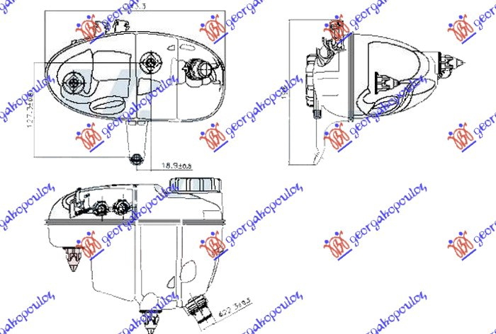 POSUDA ZA ANTIFRIZ (2 IZLAZNE CEVI) MERCEDES S CLASS 2017-2020 (W222)