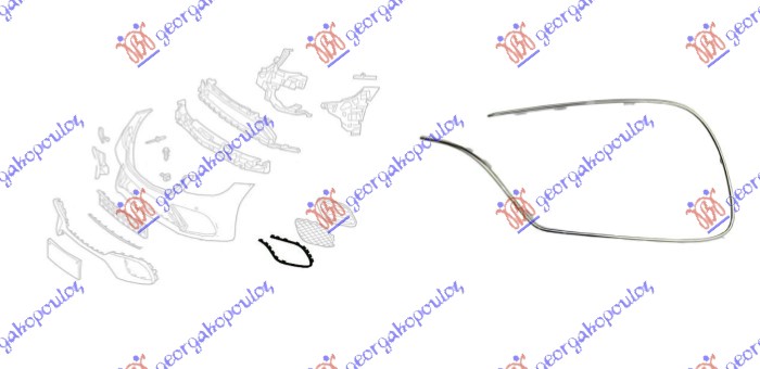 LAJSNA RESETKE PREDNJEG BRANIKA HROM (S63/S65 AMG) MERCEDES S CLASS 2017-2020 (W222)