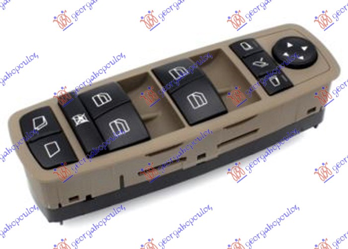 PREKIDAC U PREDNJIM VRATIMA BRAON (4 TASTERA) (ELEK. OTVARANJE GEPEK STAKLA) (ELEKTRO-SKLOPIV RETROVIZOR) (3 PIN) MERCEDES R CLASS 2010- (W251)
