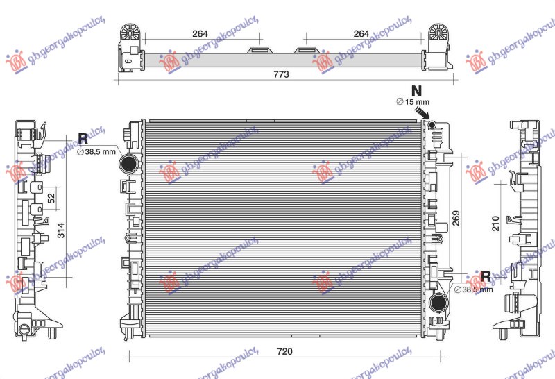 HLADNJAK MOTORA BENZIN/DIZEL (MAN/AUTO) (640x440x26) (NRF) MERCEDES C CLASS COUPE/CABRIO 2015-2018 (W205)
