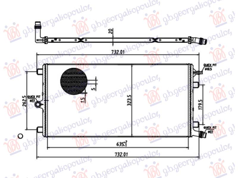 HLADNJAK MOTORA DODATNI 1.5/1.6/2.0 BENZIN/HIBRID - 2.0 DIZEL (634x326) MERCEDES C CLASS SDN/S.W. 2021- (W206)