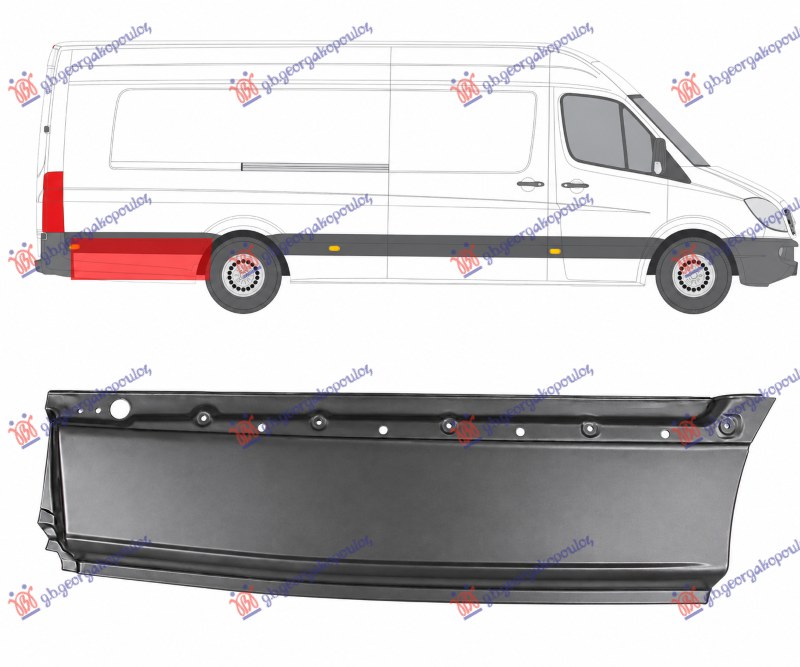 KRAJ ZADNJEG BLATOBRANA (ZADNJI DEO) JEDAN TOCAK - DUGA SASIJA (4325 mm) (140 cm) MERCEDES SPRINTER 2018- (W907)