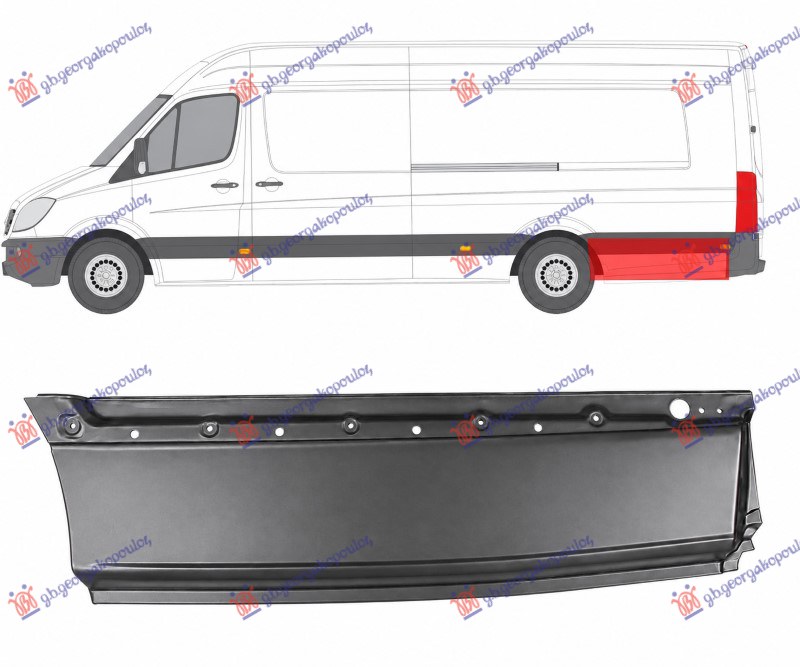 KRAJ ZADNJEG BLATOBRANA (ZADNJI DEO) JEDAN TOCAK - DUGA SASIJA (4325 mm) (140 cm) MERCEDES SPRINTER 2018- (W907)