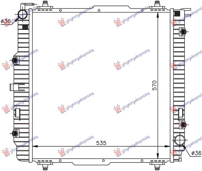 HLADNJAK MOTORA BENZIN/DIZEL (MAN/AUTO) (537x569) MERCEDES G CLASS 1989-2024 (W461/463)