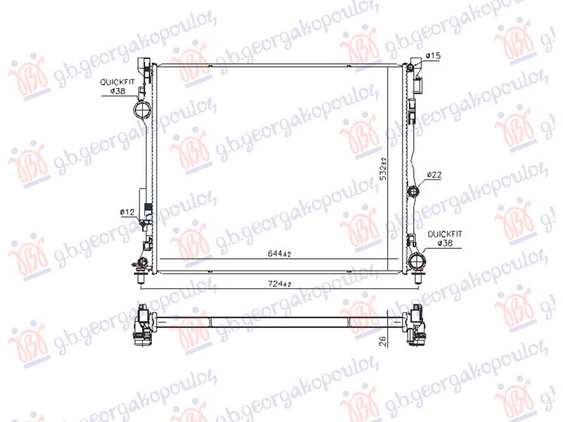 HLADNJAK MOTORA 2.0/3.0 BENZIN/HIBRID - 2.0/2.9 DIZEL/HIBRID (645x523x26) (VALEO) MERCEDES GLS 2019- (X167)