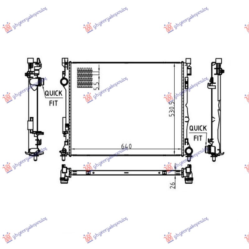 HLADNJAK MOTORA 2.0/3.0 BENZIN/DIZEL - 2.0/2.9 DIZEL/HIBRID (645x523x26) (NRF) MERCEDES GLS 2019- (X167)
