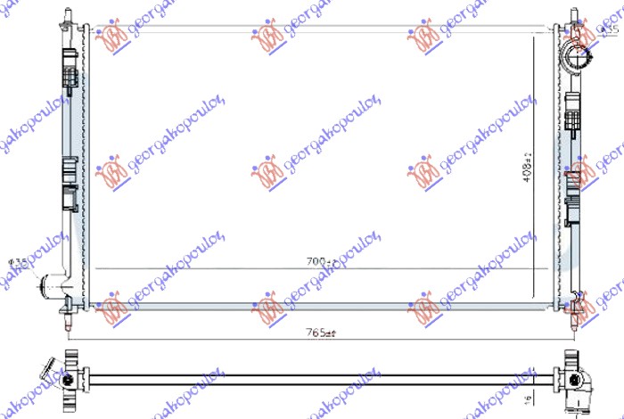 HLADNJAK MOTORA 2.0 BENZIN (700x400x16) (BEZ POKLOPCA) MITSUBISHI OUTLANDER 2016-2020 (GGW/GFW/ZL/ZK)