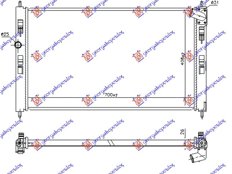 HLADNJAK MOTORA 1.6 DI-D DIZEL (MAN) (700x410) (NRF) PEUGEOT 4008 2012-2017
