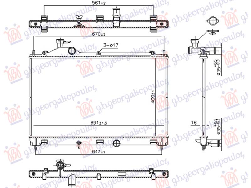 HLADNJAK MOTORA 1.5 BENZIN (MAN) (400x691) MITSUBISHI ECLIPSE CROSS 2018-2022 (GK/GL)