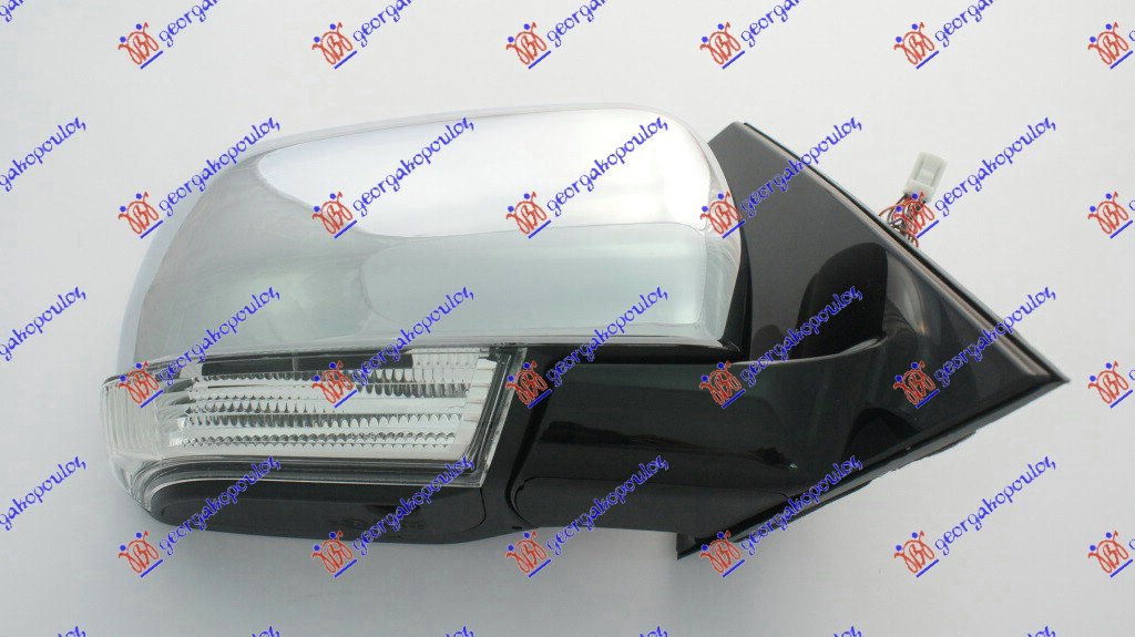 RETROVIZOR ELEKTRICNI SA GREJACEM HROM (MIGAVAC) (SVETLO) (KONVEKSNO STAKLO) MITSUBISHI PAJERO 2012- (V8W/V9W)