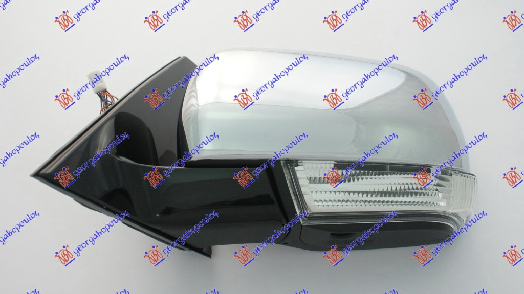 RETROVIZOR ELEKTRICNI SA GREJACEM HROM (MIGAVAC) (SVETLO) (KONVEKSNO STAKLO) MITSUBISHI PAJERO 2012- (V8W/V9W)