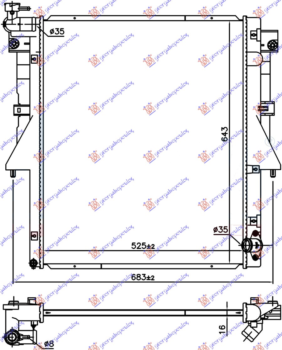 HLADNJAK MOTORA 2.4 DI-D DIZEL (525x669x16) (4N15) (NRF) MITSUBISHI P/U L200 2019-2024 (KJ/KK/KL)