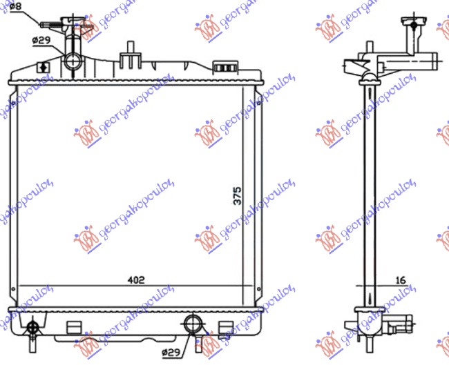 HLADNJAK MOTORA 1.0/1.2 BENZIN (MAN) (375x395x16) MITSUBISHI SPACE STAR 2013-2016 (A0 A)