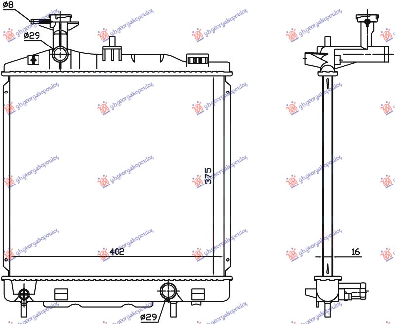 HLADNJAK MOTORA 1.0/1.2 BENZIN (MAN) (375x395x16) (VALEO) MITSUBISHI SPACE STAR 2013-2016 (A0 A)
