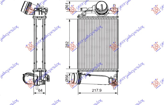 HLADNJAK INTERKULERA 1.6 DIG-TURBO (282x217x62) RENAULT KADJAR 2015-2019 (HA/HL)