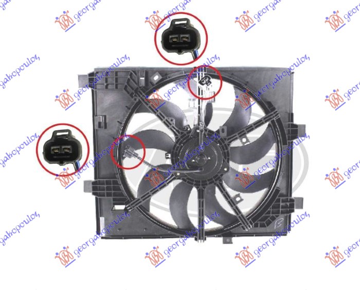 VENTILATOR KOMPLET (1.6 DIG-T BENZIN) (2 KONEKTORA) (400mm) (2+2 PIN) NISSAN JUKE 2015-2019 (F15)