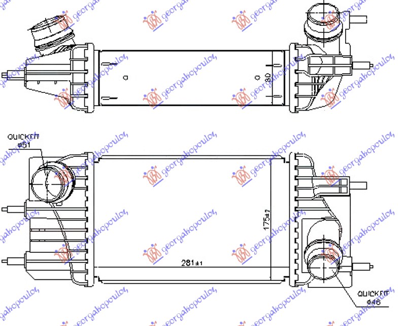 HLADNJAK INTERKULERA 2.3 DCI DIZEL (540x150x80) CREVO 56-51 NISSAN PULSAR 2015- (C13)