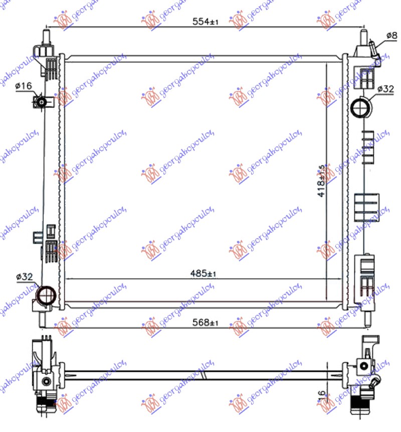 HLADNJAK MOTORA 1.5 DCi DIZEL (485x418x16) /13 NISSAN NV 200/EVALIA 2009-