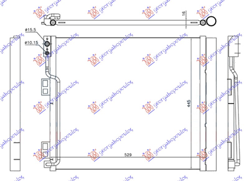 HLADNJAK KLIME 1.5 DCi DIZEL (490x450x16) NISSAN NV 200/EVALIA 2009-