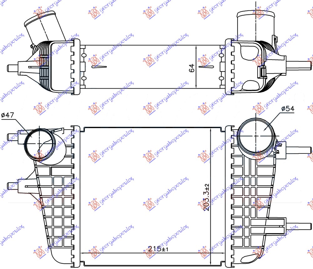 HLADNJAK INTERKULERA 1.2 DIG BENZIN (215x203x64) NISSAN MICRA 2010-2013 (K13)