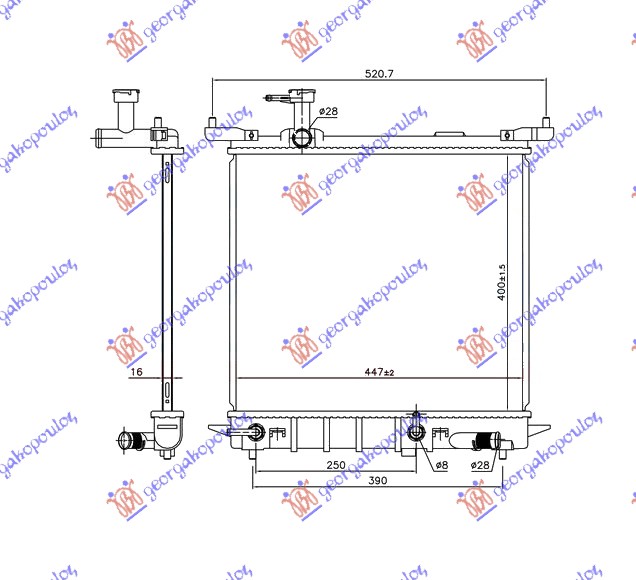 HLADNJAK MOTORA 1.2 12V BENZIN (AUTO) (445x400x16) NISSAN MICRA 2013-2017 (K13)