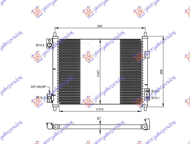 HLADNJAK KLIME 2.5 D DIZEL (360x240x16) NISSAN CABSTAR 2007- (F24M/F24W)