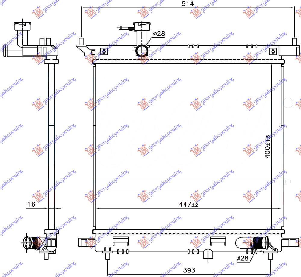 HLADNJAK MOTORA 1.2 16v BENZIN (MAN) (400x450x16) (KOYO) NISSAN NOTE 2013- (E12)