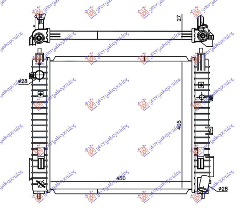 HLADNJAK MOTORA 1.5 dCi DIZEL (MAN) (450x405x27) (KOYO) NISSAN NOTE 2013- (E12)