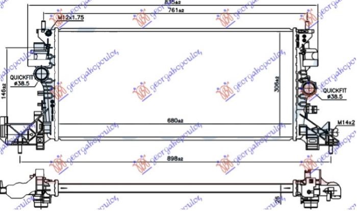 HLADNJAK MOTORA ZA SVE MODELSE BENZIN/DIZEL TURBO (680x305x26) (NRF) OPEL ASTRA K 5D/S.W. 2016-2019 (B16)