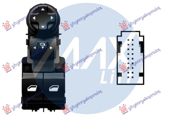 PREKIDAC U PREDNJIM VRATIMA (2 TASTERA) (ELEKTRO-SKLOPIV RETROVIZOR) (18 PIN) OPEL COMBO 2018-2024 (X12)