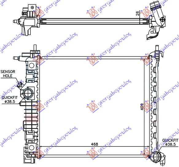 HLADNJAK MOTORA 1.4i 16v TURBO (A14NEL/T) (47x42.8) OPEL MERIVA 2010-2014 (S10)