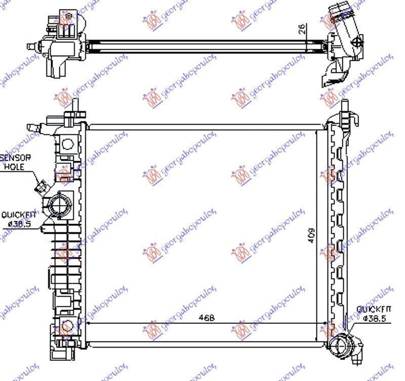 HLADNJAK MOTORA 1.4i 16v TURBO (A14NEL/T) (470x428) (NRF) OPEL MERIVA 2010-2014 (S10)