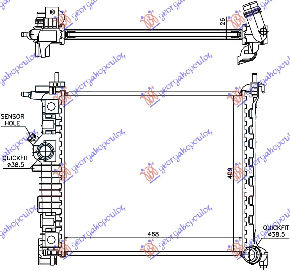 HLADNJAK MOTORA 1.3/1.7 CDTi (MAN) (470x428) (KOYO) OPEL MERIVA 2010-2014 (S10)